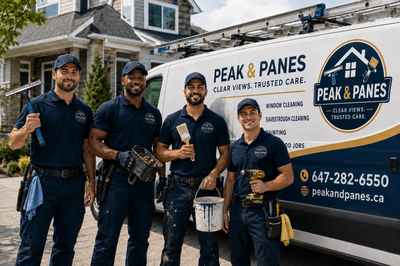 The Peak & Panes team in front of their branded service van