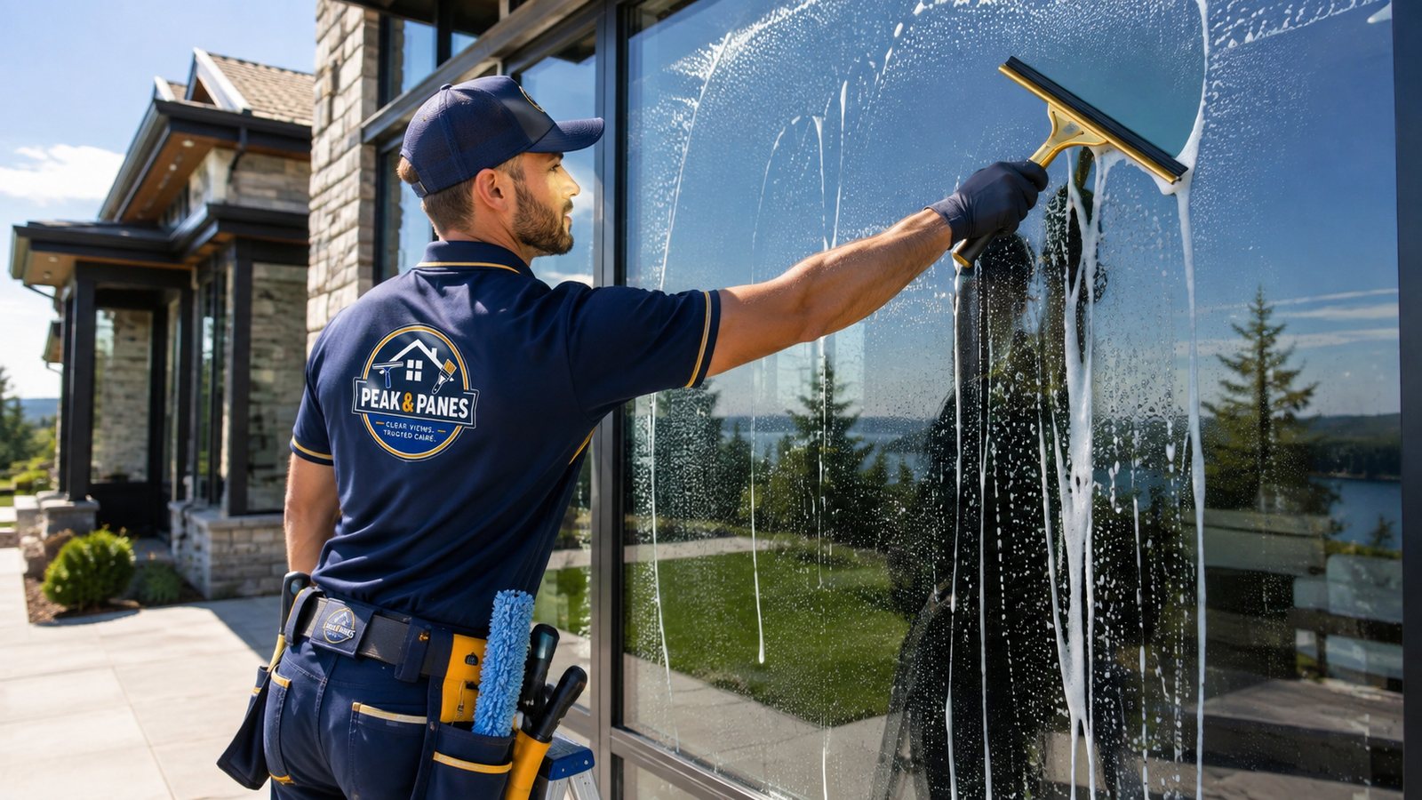 Peak & Panes technician performing window cleaning